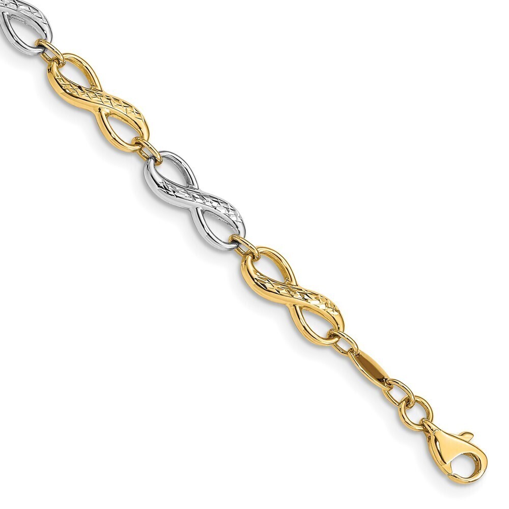 14k Yellow Gold Two-tone Infinity Symbol Bracelet